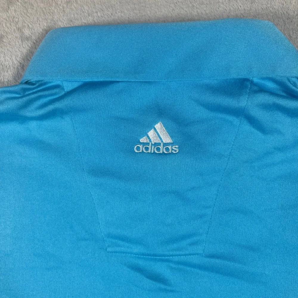 Adidas Golf‎ Polo Mens Large Blue ClimaCool 3-Stripe Short Sleeve Shirt